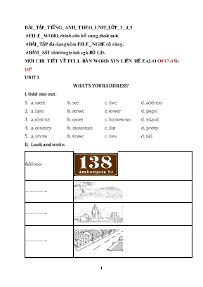 Bài tập môn Tiếng Anh Khối 5 - Unit 1+2
